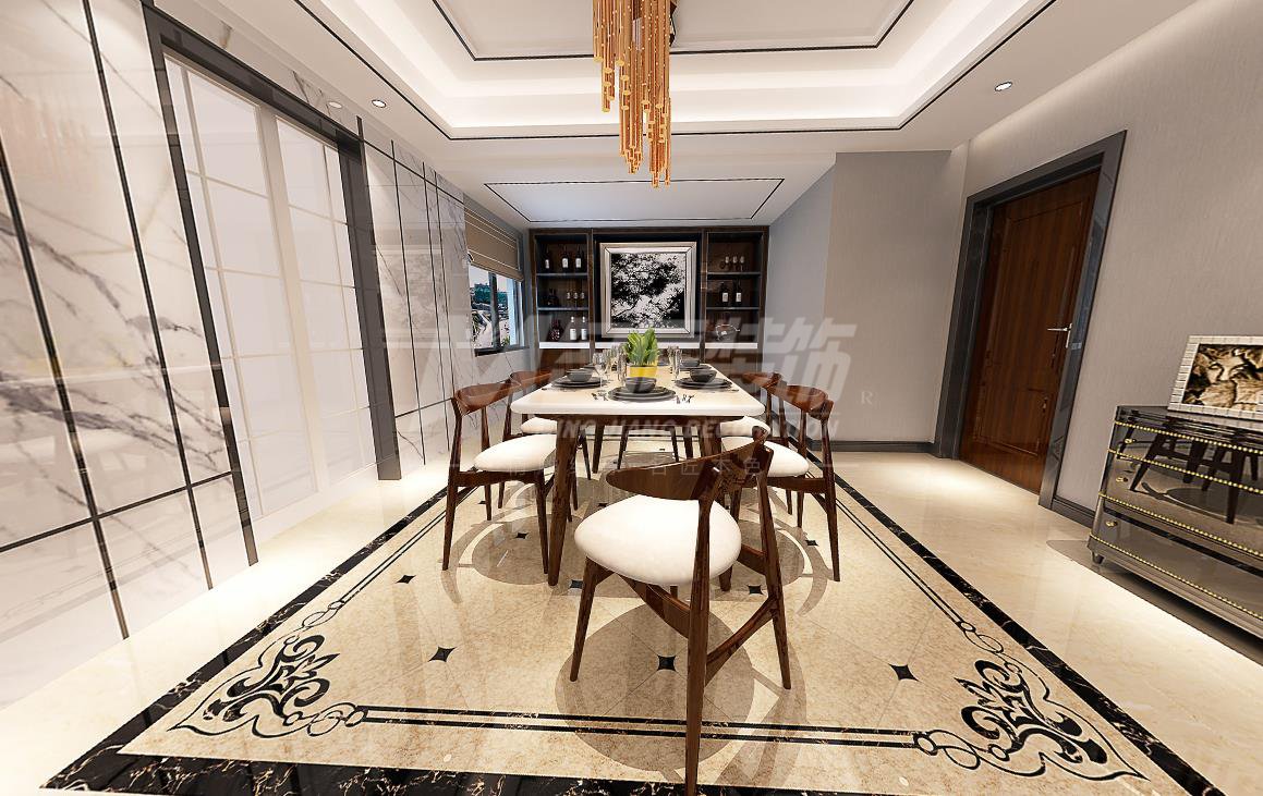 现代轻奢风格室内装修设计效果图-桐庐玫瑰园三居125平米