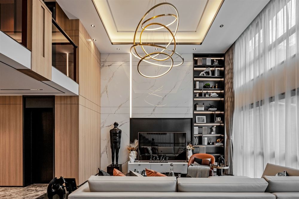 桐庐室内装修骊都国际202平方米复式-现代轻奢风格室内设计家装案例