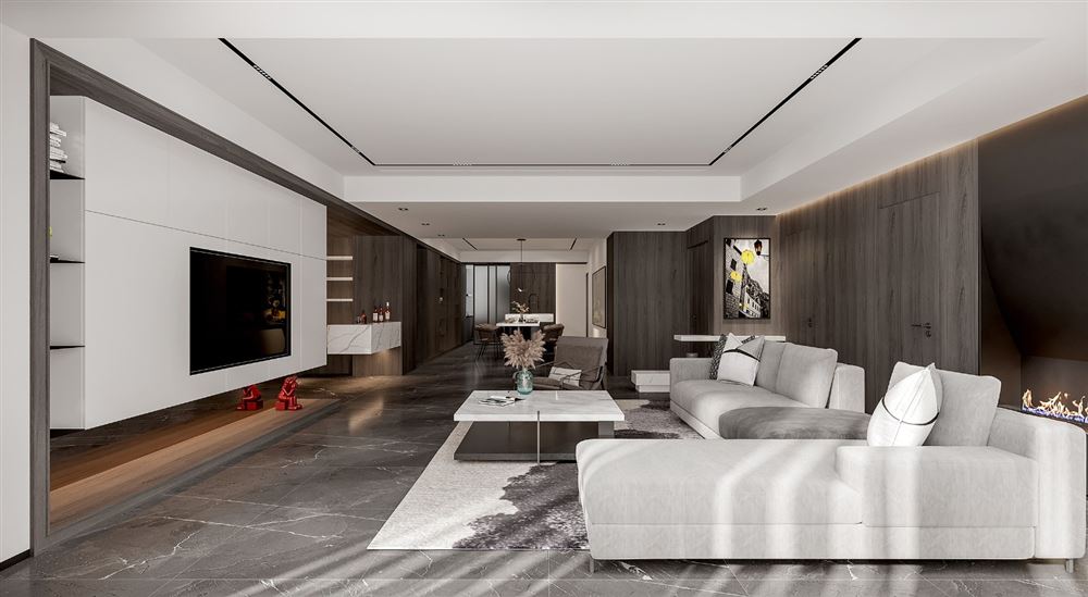 桐庐室内装修劲嘉金棕榈湾192平米平层-现代风格室内设计家装案例