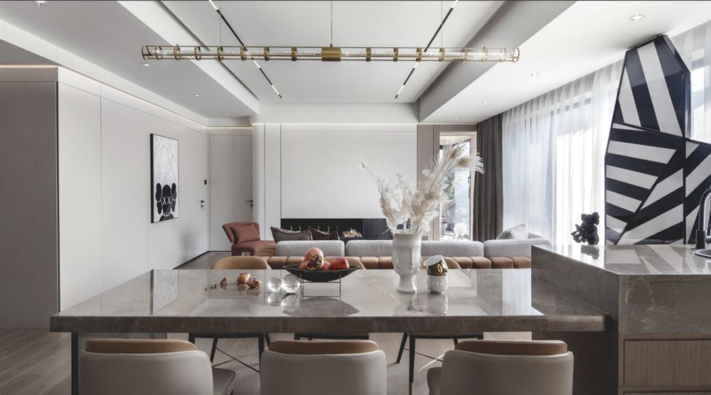 桐庐室内装修美的御海东郡160平方米平层-现代轻奢风格室内设计家装案例