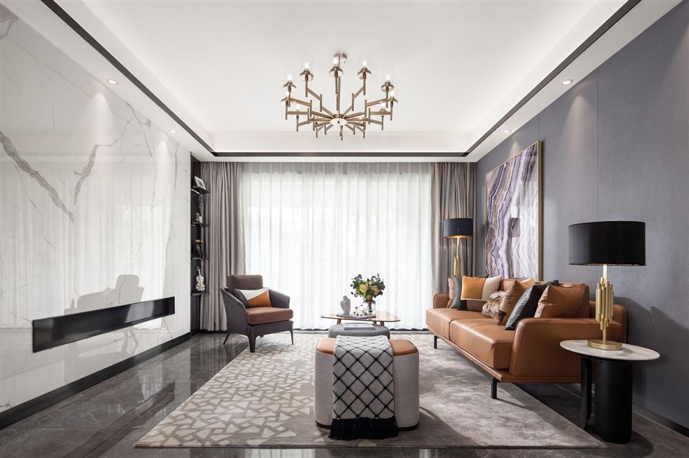 桐庐室内装修雅居乐英伦首府135平米三居-现代轻奢风格室内设计家装案例