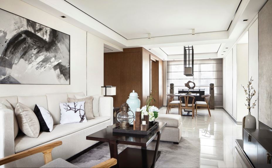 桐庐装修设计嘉怡苑130平米三居-新中式风格室内家装案例效果图