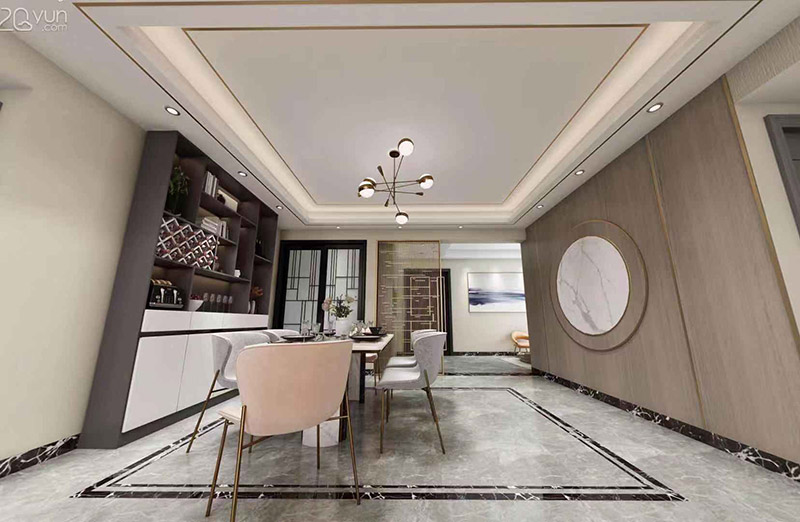 轻奢风格室内装修效果图-万福新城四居150平米-餐厅
