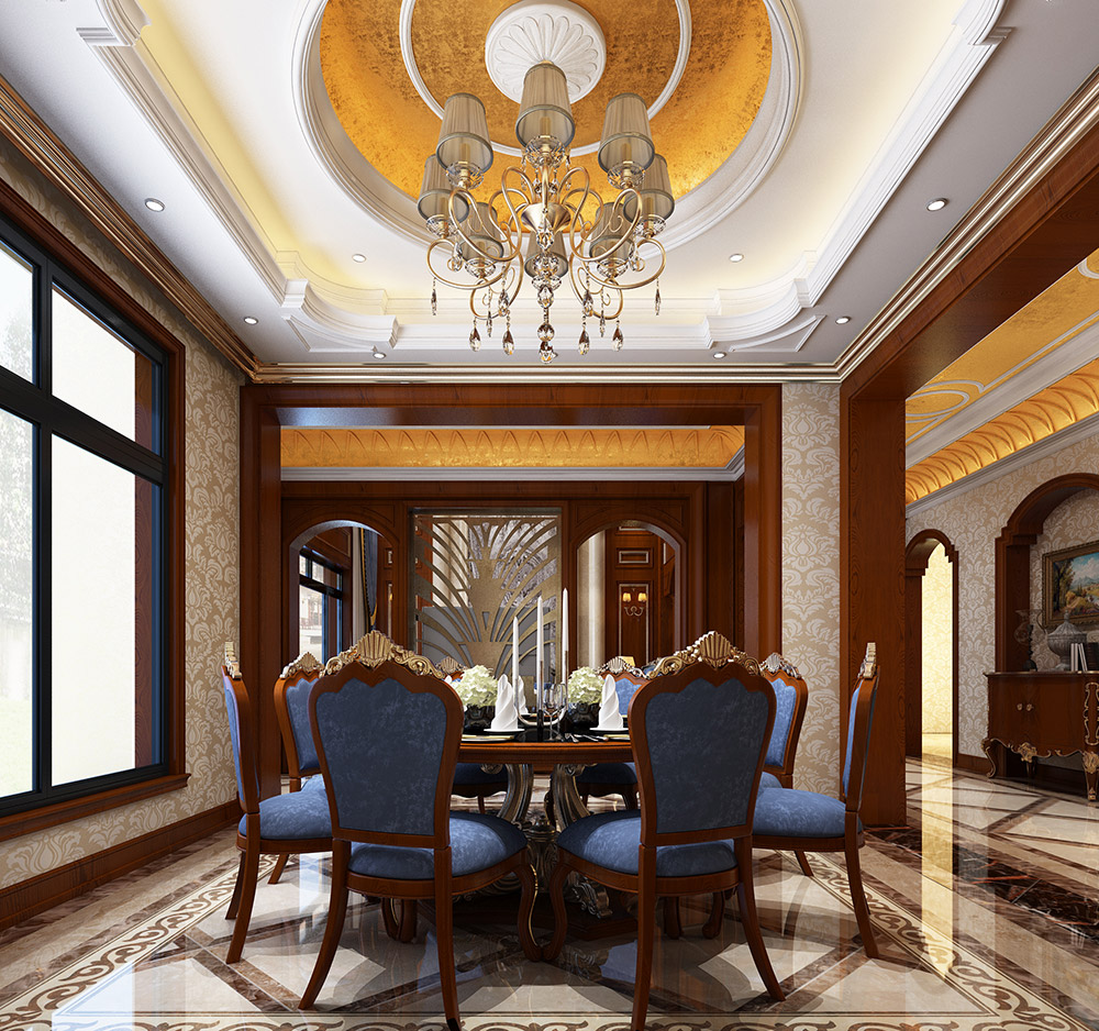 罗马庄园别墅350平米美式风格装修案例-餐厅
