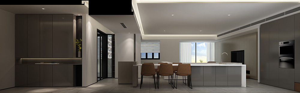 极简风格室内装修设计效果图-悦江上品四居210平米-室内餐厅装修设计