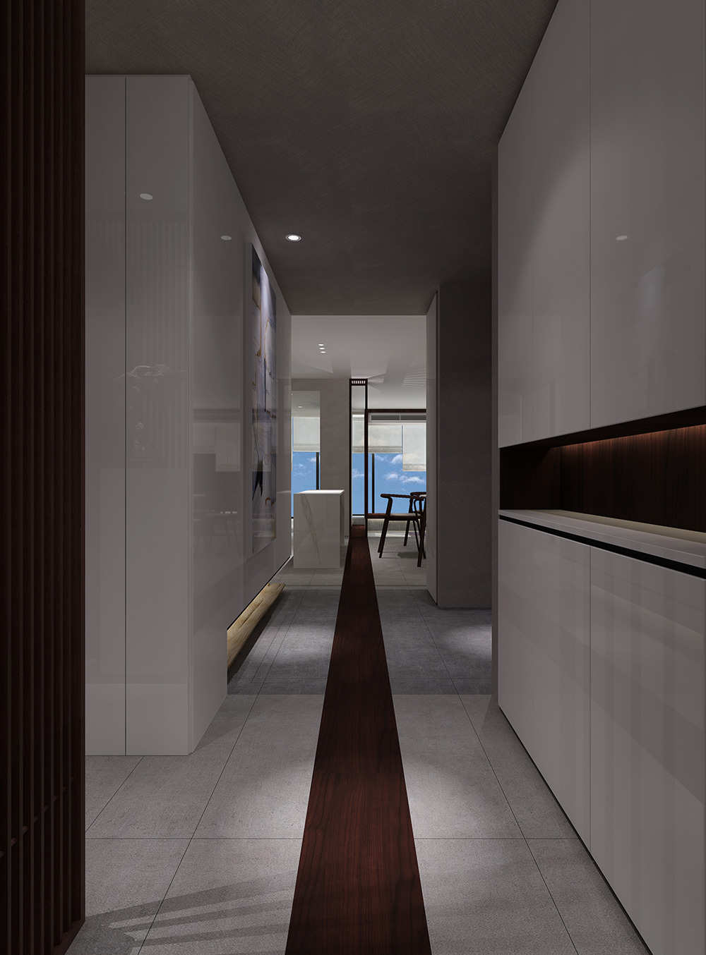 新中式风格室内装修设计效果图-雅颂流花君庭平层-室内玄关装修设计