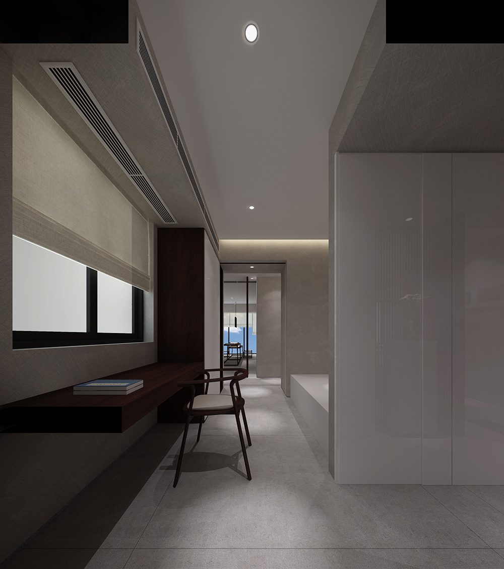 新中式风格室内装修设计效果图-雅颂流花君庭平层-室内客房装修设计