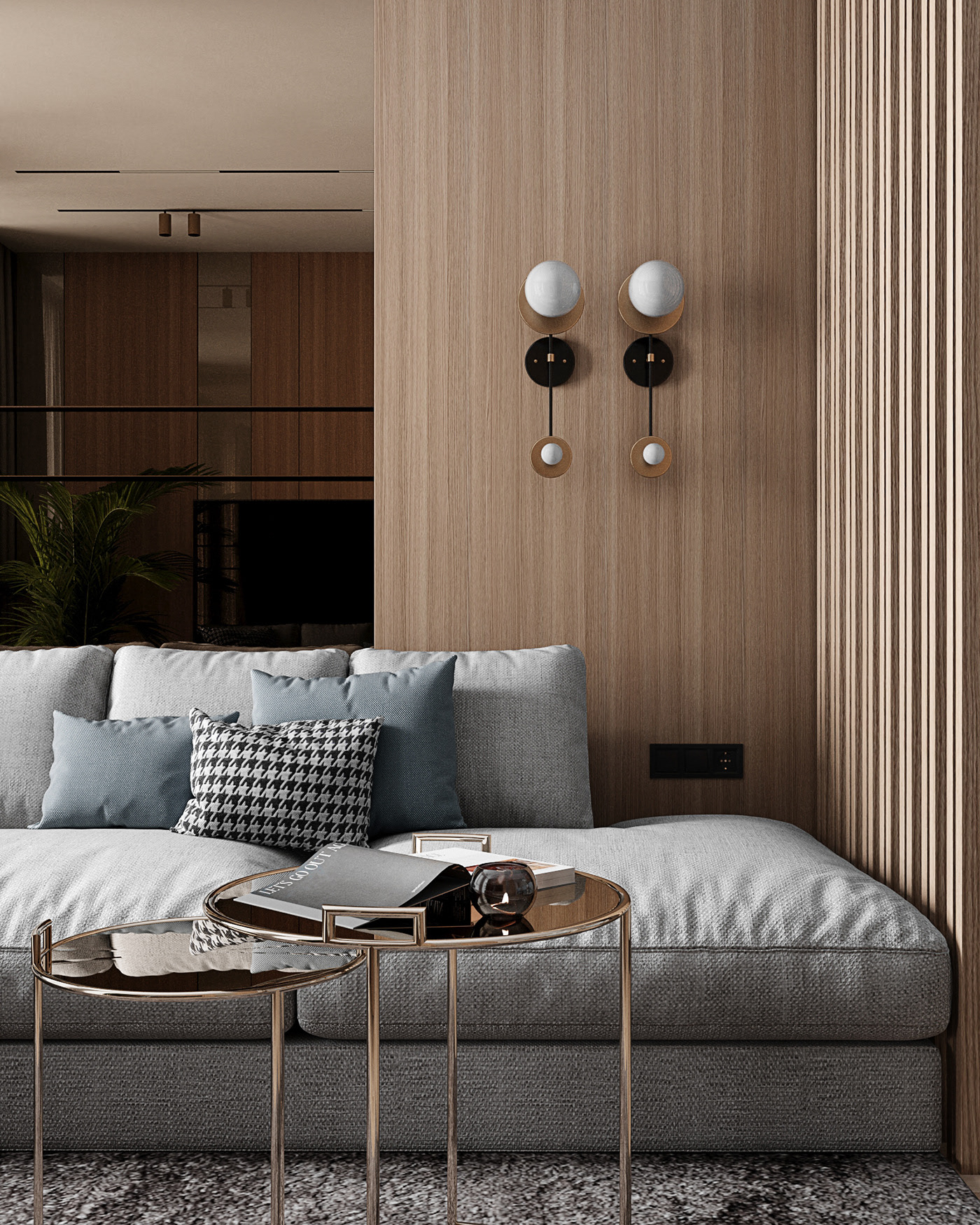 现代轻奢风格室内家装案例效果图-客厅沙发茶几