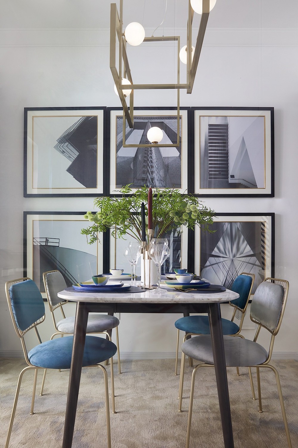 摩登轻奢风格室内家装案例效果图-餐厅餐桌椅